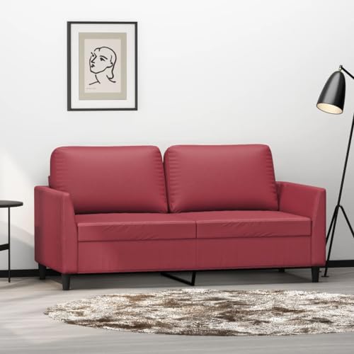 YITHOPI 2-Sitzer-Sofa Weinrot Wohnzimmersofa Bürosofas für Wohnzimmer 140 cm Kunstleder von YITHOPI