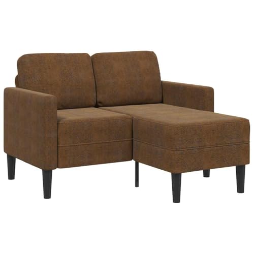 YITHOPI 2-Sitzer-Sofa mit Chaiselongue L-Form Braun Schlafzimmersofas Multifunktionales Sofa für Gästehaus 125 cm Kunstleder von YITHOPI