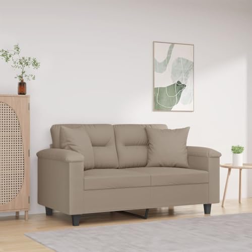 YITHOPI 2-Sitzer-Sofa mit Kissen Taupe Wohnzimmersofa Bürosofas für Gästehaus 120 cm Mikrofasergewebe von YITHOPI