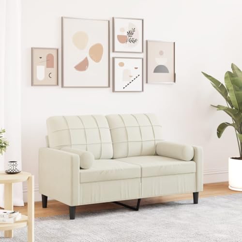 YITHOPI 2-Sitzer-Sofa mit Zierkissen Creme Multifunktionales Sofa Bürosofas für zweites Schlafzimmer 120 cm Samt von YITHOPI