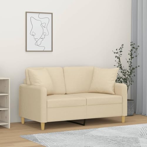 YITHOPI 2-Sitzer-Sofa mit Zierkissen Creme Wohnzimmersofa Multifunktionales Sofa für Wohnzimmer 120 cm Stoff von YITHOPI