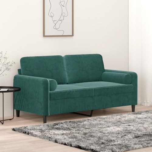 YITHOPI 2-Sitzer-Sofa mit Zierkissen Dunkelgrün Multifunktionales Sofa Schlafzimmersofas für zweites Schlafzimmer 140 cm Samt von YITHOPI