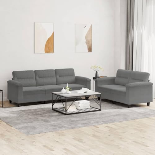 YITHOPI 2-TLG. Sofagarnitur mit Kissen Dunkelgrau Mikrofasergewebe Schlafzimmersofas Wohnzimmersofas für zweites Schlafzimmer YITHOPI 2-TLG. Sofagarnitur mit Kissen Dunkelgrau Mikrofasergewebe Schlafzimmersofas Wohnzimmersofas für zweites Schlafzimmer von YITHOPI