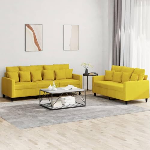 YITHOPI 2-TLG. Sofagarnitur mit Kissen Gelb Samt Multifunktionales Sofa Wohnzimmersofa für zweites Schlafzimmer von YITHOPI