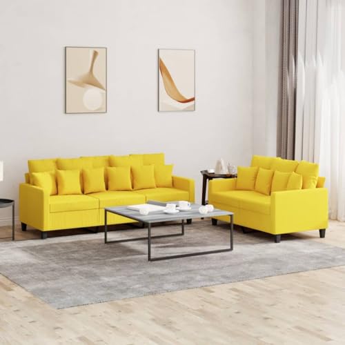 YITHOPI 2-TLG. Sofagarnitur mit Kissen Hellgelb Stoff Schlafzimmersofas Multifunktionales Sofa für Gästehaus von YITHOPI