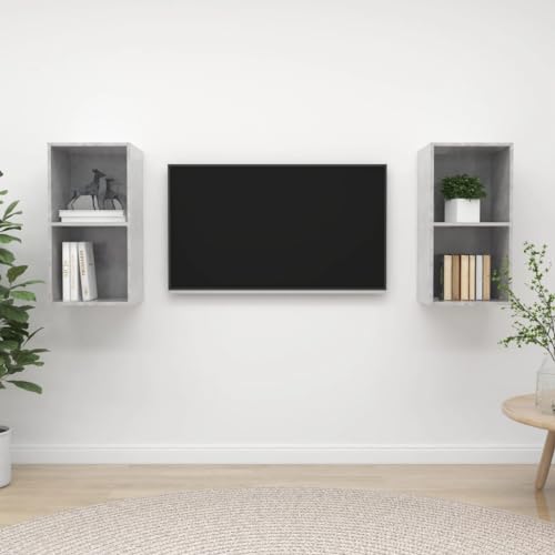 YITHOPI 2er Set TV Wandschränke mit Stauraum, Organisationsschrank für HiFi-Anlagen, vertikal oder horizontal montierbar, 2 Fächer pro Schrank, leicht zu reinigen von YITHOPI