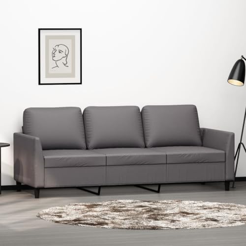 YITHOPI 3-Sitzer-Sofa Grau Bürosofas Wohnzimmersofas für Schlafzimmer 180 cm Kunstleder von YITHOPI