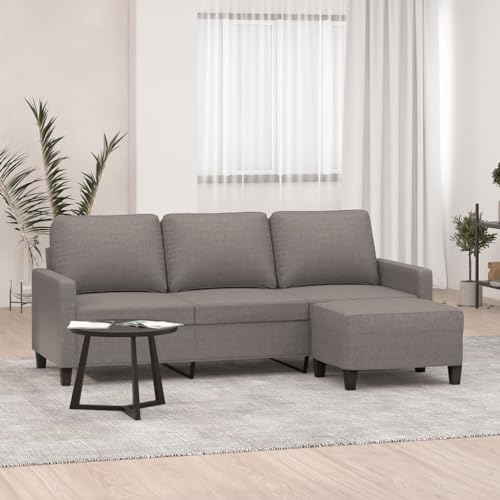 YITHOPI 3-Sitzer-Sofa mit Hocker Taupe Wohnzimmersofas Schlafzimmersofas für Gästehaus 180 cm Stoff von YITHOPI
