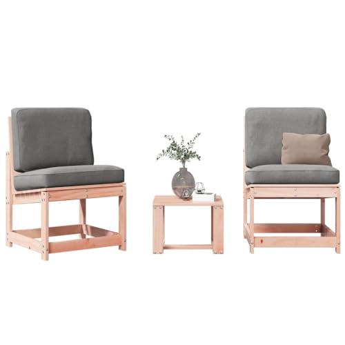 YITHOPI 3-TLG. Garten-Lounge-Set Massivholz Douglasie Freizeitstühle Terrassenstühle für Rasenflächen von YITHOPI