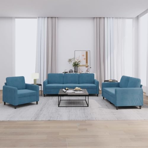 YITHOPI 3-TLG. Sofagarnitur Blau Samt Multifunktionales Sofa Wohnzimmersofa für Schlafzimmer von YITHOPI
