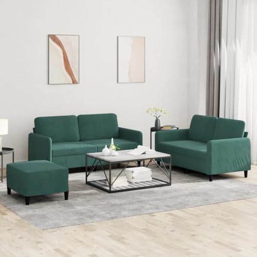YITHOPI 3-TLG. Sofagarnitur Dunkelgrün Samt Schlafzimmersofas Bürosofas für Gästehaus von YITHOPI