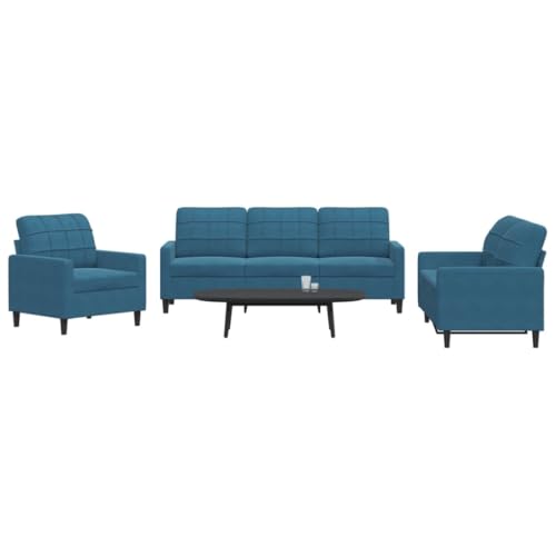 YITHOPI 3-TLG. Sofagarnitur mit Kissen Blau Samt Schlafzimmersofas Wohnzimmersofa für Wohnzimmer YITHOPI 3-TLG. Sofagarnitur mit Kissen Blau Samt Schlafzimmersofas Wohnzimmersofa für Wohnzimmer von YITHOPI
