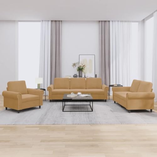 YITHOPI 3-TLG. Sofagarnitur mit Kissen Braun Samt Wohnzimmersofas Schlafzimmersofas für Gästehaus YITHOPI 3-TLG. Sofagarnitur mit Kissen Braun Samt Wohnzimmersofas Schlafzimmersofas für Gästehaus von YITHOPI