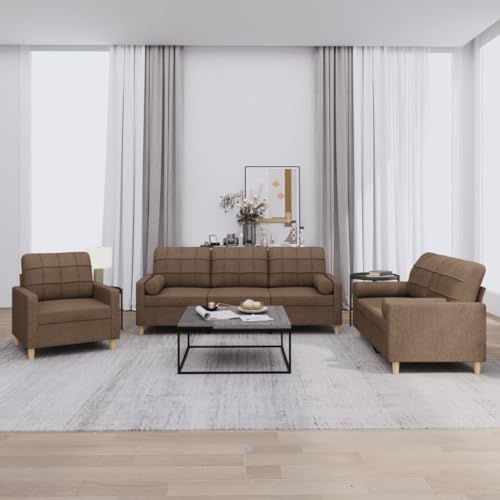 YITHOPI 3-TLG. Sofagarnitur mit Kissen Braun Stoff Wohnzimmersofa Wohnzimmersofas für Wohnzimmer YITHOPI 3-TLG. Sofagarnitur mit Kissen Braun Stoff Wohnzimmersofa Wohnzimmersofas für Wohnzimmer von YITHOPI