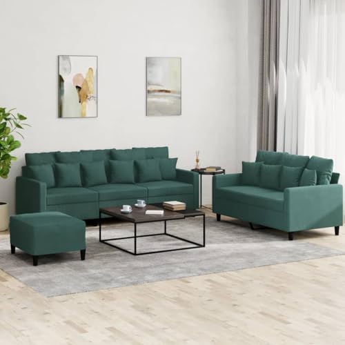 YITHOPI 3-TLG. Sofagarnitur mit Kissen Dunkelgrün Samt Bürosofas Wohnzimmersofas für Hotel von YITHOPI