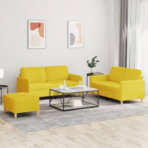 YITHOPI 3-TLG. Sofagarnitur mit Kissen Hellgelb Stoff Schlafzimmersofas Multifunktionales Sofa für zweites Schlafzimmer YITHOPI 3-TLG. Sofagarnitur mit Kissen Hellgelb Stoff Schlafzimmersofas Multifunktionales Sofa für zweites Schlafzimmer von YITHOPI