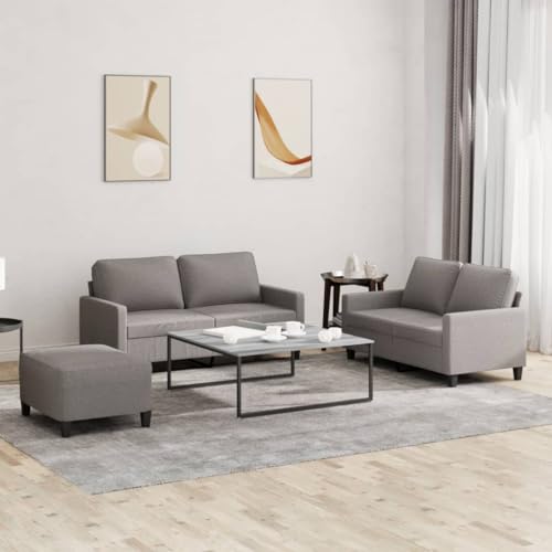 YITHOPI 3-TLG. Sofagarnitur mit Kissen Taupe Stoff Schlafzimmersofas Wohnzimmersofas für Gästehaus von YITHOPI