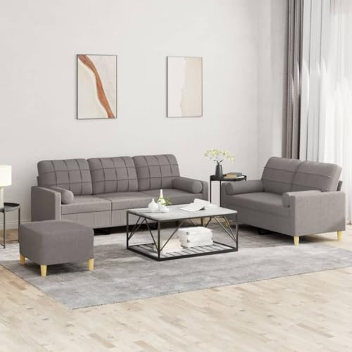 YITHOPI 3-TLG. Sofagarnitur mit Kissen Taupe Stoff Wohnzimmersofas Multifunktionales Sofa für Schlafzimmer von YITHOPI