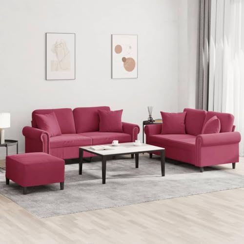 YITHOPI 3-TLG. Sofagarnitur mit Kissen Weinrot Samt Schlafzimmersofas Wohnzimmersofa für Schlafzimmer YITHOPI 3-TLG. Sofagarnitur mit Kissen Weinrot Samt Schlafzimmersofas Wohnzimmersofa für Schlafzimmer von YITHOPI