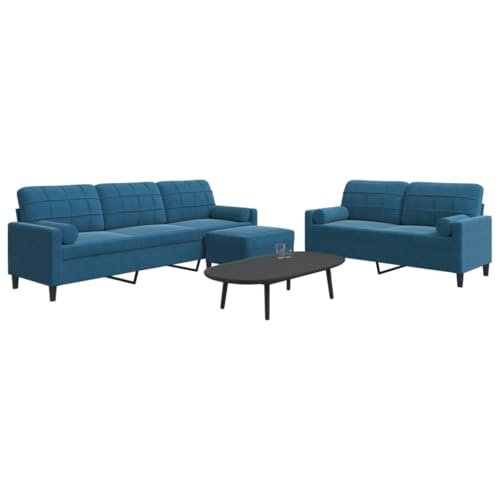 YITHOPI 3-TLG. Sofagarnitur mit Kissen und Nackenrollen Blau Samt Multifunktionales Sofa Schlafzimmersofas für Büro YITHOPI 3-TLG. Sofagarnitur mit Kissen und Nackenrollen Blau Samt Multifunktionales Sofa Schlafzimmersofas für Büro von YITHOPI