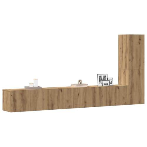 YITHOPI 3-TLG. TV-Schrank-Set Wandmontage Artisan-Eiche Holzwerkstoff Fernsehschrank Multifunktionaler TV-Ständer für Wohnzimmer Arbeitszimmer von YITHOPI