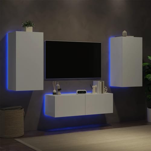 YITHOPI 3-TLG. TV-Wohnwand mit LED-Leuchten Weiß Konsole Fernsehtisch für Büro Arbeitszimmer YITHOPI 3-TLG. TV-Wohnwand mit LED-Leuchten Weiß Konsole Fernsehtisch für Büro Arbeitszimmer von YITHOPI
