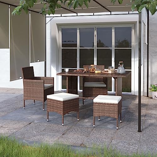 YITHOPI 4-TLG. Gartenstuhl und Hocker Set Poly Rattan Braun Gartenbestuhlung Terrassenmöbel für Rasenflächen YITHOPI 4-TLG. Gartenstuhl und Hocker Set Poly Rattan Braun Gartenbestuhlung Terrassenmöbel für Rasenflächen von YITHOPI