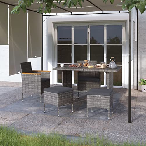 YITHOPI 4-TLG. Gartenstuhl und Hocker Set Poly Rattan Grau Sitzmöbel für Draußen Balkonstühle für Rasenflächen YITHOPI 4-TLG. Gartenstuhl und Hocker Set Poly Rattan Grau Sitzmöbel für Draußen Balkonstühle für Rasenflächen von YITHOPI