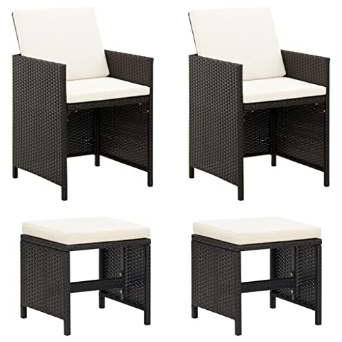 YITHOPI 4-TLG. Gartenstuhl und Hocker Set Poly Rattan Schwarz Gartenbestuhlung Terrassenmöbel für Terrassen YITHOPI 4-TLG. Gartenstuhl und Hocker Set Poly Rattan Schwarz Gartenbestuhlung Terrassenmöbel für Terrassen von YITHOPI