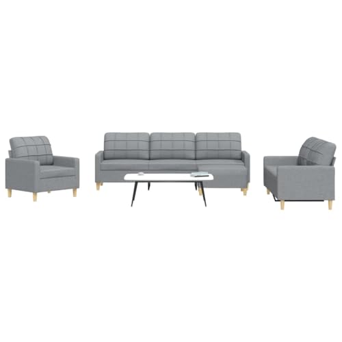 YITHOPI 4-TLG. Sofagarnitur mit Fußhocker Hellgrau Stoff Multifunktionales Sofa Wohnzimmersofas für Hotel von YITHOPI