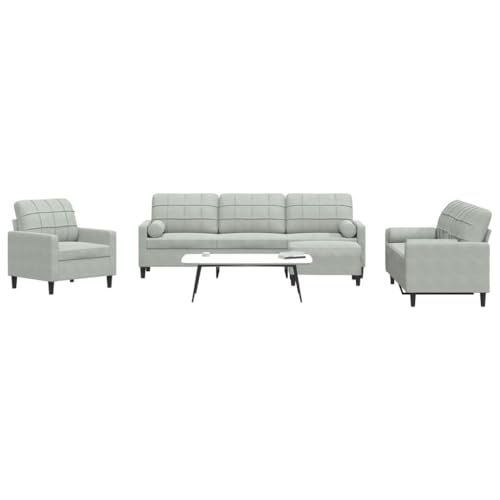YITHOPI 4-TLG. Sofagarnitur mit Kissen und Nackenrollen Hellgrau Samt Schlafzimmersofas Multifunktionales Sofa für Schlafzimmer YITHOPI 4-TLG. Sofagarnitur mit Kissen und Nackenrollen Hellgrau Samt Schlafzimmersofas Multifunktionales Sofa für Schlafzimmer von YITHOPI
