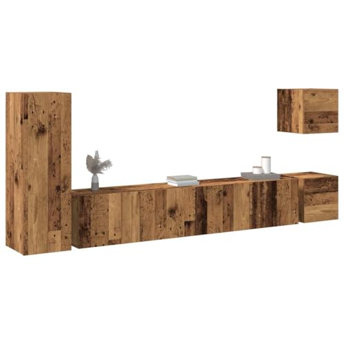 YITHOPI 5-TLG. TV-Schrank-Set Wandmontage Altholz-Optik Holzwerkstoff Wohnzimmertisch Fernsehschrank für Arbeitszimmer Büro YITHOPI 5-TLG. TV-Schrank-Set Wandmontage Altholz-Optik Holzwerkstoff Wohnzimmertisch Fernsehschrank für Arbeitszimmer Büro von YITHOPI