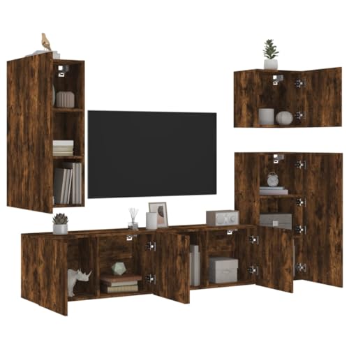 YITHOPI 5-TLG. Wohnwand Räuchereiche Holzwerkstoff Multifunktionaler TV-Ständer Fernsehtisch für Arbeitszimmer Schlafzimmer YITHOPI 5-TLG. Wohnwand Räuchereiche Holzwerkstoff Multifunktionaler TV-Ständer Fernsehtisch für Arbeitszimmer Schlafzimmer von YITHOPI