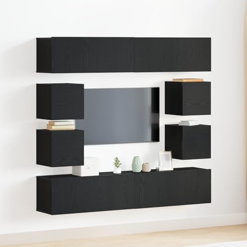 YITHOPI 6-teiliger TV-Schrank in Schwarz Eiche, Wandmontage-System mit Stauraum für Fernseher und Mediengeräte, moderner Wohnzimmer-TV-Schrank für Heimkino YITHOPI 6-teiliger TV-Schrank in Schwarz Eiche, Wandmontage-System mit Stauraum für Fernseher und Mediengeräte, moderner Wohnzimmer-TV-Schrank für Heimkino von YITHOPI