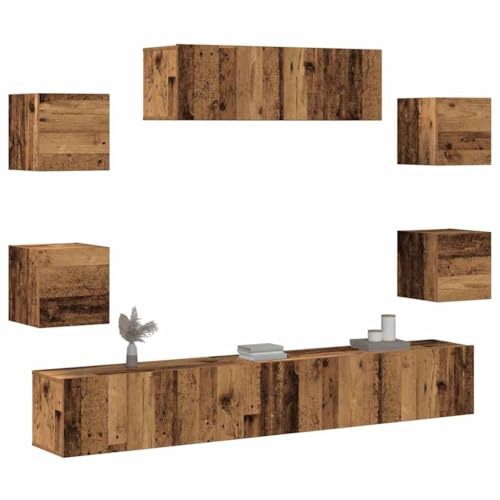 YITHOPI 7-TLG. TV-Schrank-Set Wandmontage Altholz-Optik Holzwerkstoff Fernsehschrank TV Regal für Schlafzimmer Wohnzimmer YITHOPI 7-TLG. TV-Schrank-Set Wandmontage Altholz-Optik Holzwerkstoff Fernsehschrank TV Regal für Schlafzimmer Wohnzimmer von YITHOPI
