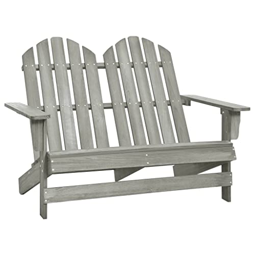 YITHOPI Adirondack-Gartenbank 2-Sitzer Massivholz Tanne Grau Terrassenstühle Freizeitstühle für Rasenflächen von YITHOPI