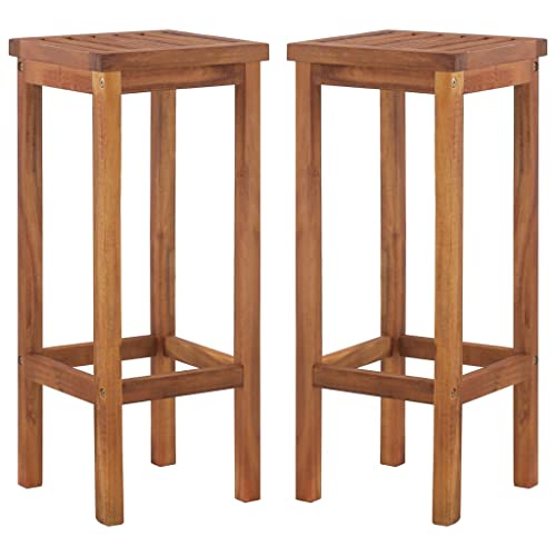 YITHOPI Barhocker 2 STK. Massivholz Akazie Freizeitstühle Outdoor-Stühle für Terrassen von YITHOPI