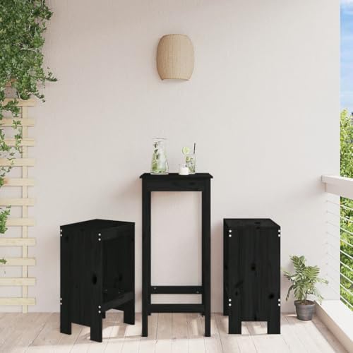 YITHOPI Barhocker 2 STK. Schwarz Terrassenmöbel Freizeitstühle für Terrassen 40x36x75 cm Massivholz Kiefer von YITHOPI