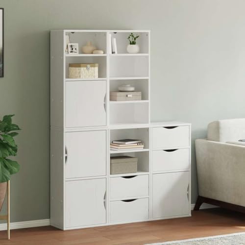 YITHOPI Beistellschränke 5 STK. ODDA Weiß Wohnzimmerschrank für Wohnzimmer Schlafzimmer 40x24x79 cm Massivholz Kiefer von YITHOPI