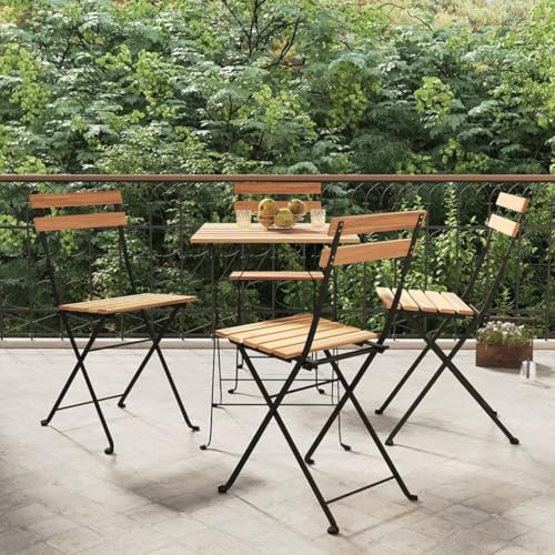 YITHOPI Bistrostühle 4 STK. Klappbar Massivholz Teak und Stahl Outdoor-Stühle Freizeitstühle für Terrassen von YITHOPI