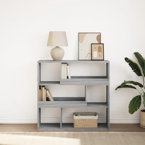 YITHOPI Bücherregal/Raumteiler Grau Sonoma Multifunktionales Bücherregal für Schlafzimmer 100x33x94,5 cm von YITHOPI