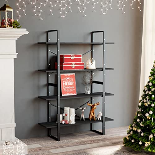 YITHOPI Bücherregal 4 Fächer Grau Dekoratives Regal Wohnzimmerregal für Wohnzimmer 100x30x140 cm Holzwerkstoff von YITHOPI