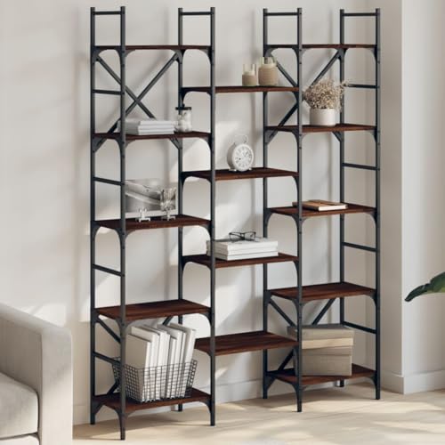 YITHOPI Bücherregal Braun Eichen-Optik Multifunktionales Bücherregal für Wohnzimmer 127,5x28,5x172,5cm Holzwerkstoff YITHOPI Bücherregal Braun Eichen-Optik Multifunktionales Bücherregal für Wohnzimmer 127,5x28,5x172,5cm Holzwerkstoff von YITHOPI