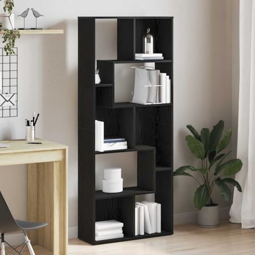 YITHOPI Bücherregal Schwarz Eichen-Optik Multifunktionales Bücherregal für Wohnzimmer 67x24x161 cm Holzwerkstoff YITHOPI Bücherregal Schwarz Eichen-Optik Multifunktionales Bücherregal für Wohnzimmer 67x24x161 cm Holzwerkstoff von YITHOPI