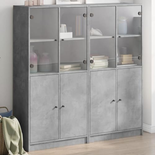 YITHOPI Bücherschrank mit Türen Betongrau flurschrank für Diele Wohnzimmer 136x37x142 cm Holzwerkstoff YITHOPI Bücherschrank mit Türen Betongrau flurschrank für Diele Wohnzimmer 136x37x142 cm Holzwerkstoff von YITHOPI