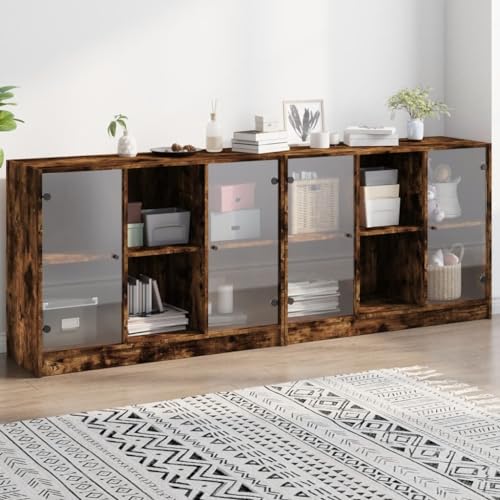 YITHOPI Bücherschrank mit Türen Räuchereiche Schlafzimmer-Schränke für Küche Schlafzimmer 204x37x75 cm Holzwerkstoff YITHOPI Bücherschrank mit Türen Räuchereiche Schlafzimmer-Schränke für Küche Schlafzimmer 204x37x75 cm Holzwerkstoff von YITHOPI