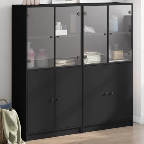 YITHOPI Bücherschrank mit Türen Schwarz Wohnzimmerschrank für Diele Wohnzimmer 136x37x142 cm Holzwerkstoff YITHOPI Bücherschrank mit Türen Schwarz Wohnzimmerschrank für Diele Wohnzimmer 136x37x142 cm Holzwerkstoff von YITHOPI