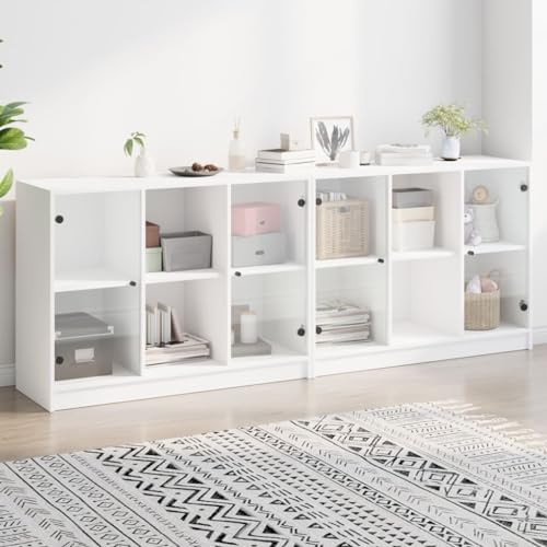 YITHOPI Bücherschrank mit Türen Weiß Schlafzimmer-Schränke für Wohnzimmer Diele 204x37x75 cm Holzwerkstoff YITHOPI Bücherschrank mit Türen Weiß Schlafzimmer-Schränke für Wohnzimmer Diele 204x37x75 cm Holzwerkstoff von YITHOPI