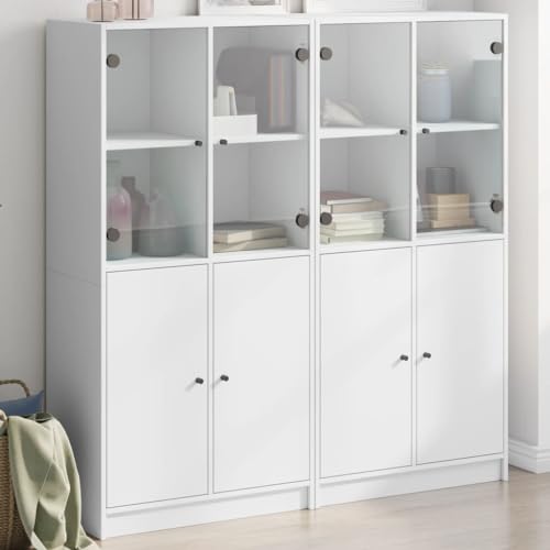 YITHOPI Bücherschrank mit Türen Weiß Wohnzimmerschrank für Wohnzimmer Schlafzimmer 136x37x142 cm Holzwerkstoff YITHOPI Bücherschrank mit Türen Weiß Wohnzimmerschrank für Wohnzimmer Schlafzimmer 136x37x142 cm Holzwerkstoff von YITHOPI