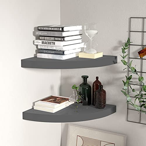 YITHOPI Eck-Schweberegale 2 STK. Hochglanz-Grau Schwebendes Wandregal Pflanzenregal für Wohnzimmer Schlafzimmer 35x35x3,8 cm MDF YITHOPI Eck-Schweberegale 2 STK. Hochglanz-Grau Schwebendes Wandregal Pflanzenregal für Wohnzimmer Schlafzimmer 35x35x3,8 cm MDF von YITHOPI